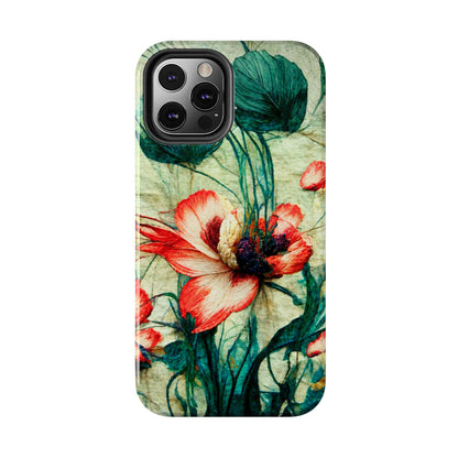 Picotee Oriental Poppy Cream & Orange Tough Phone Cases