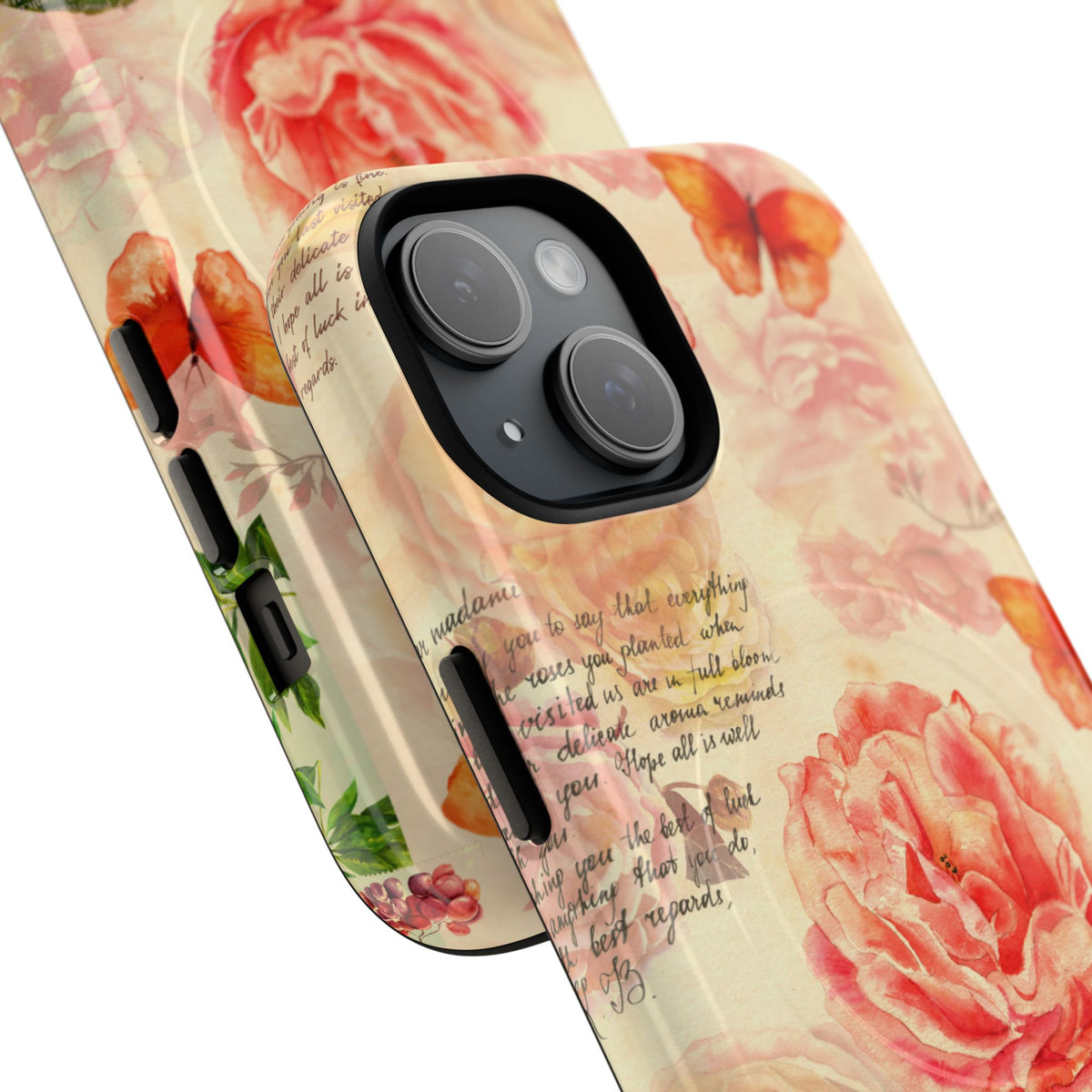 Vintage Rose & Butterflies Tough Magnetic Phone Cases for iPhone