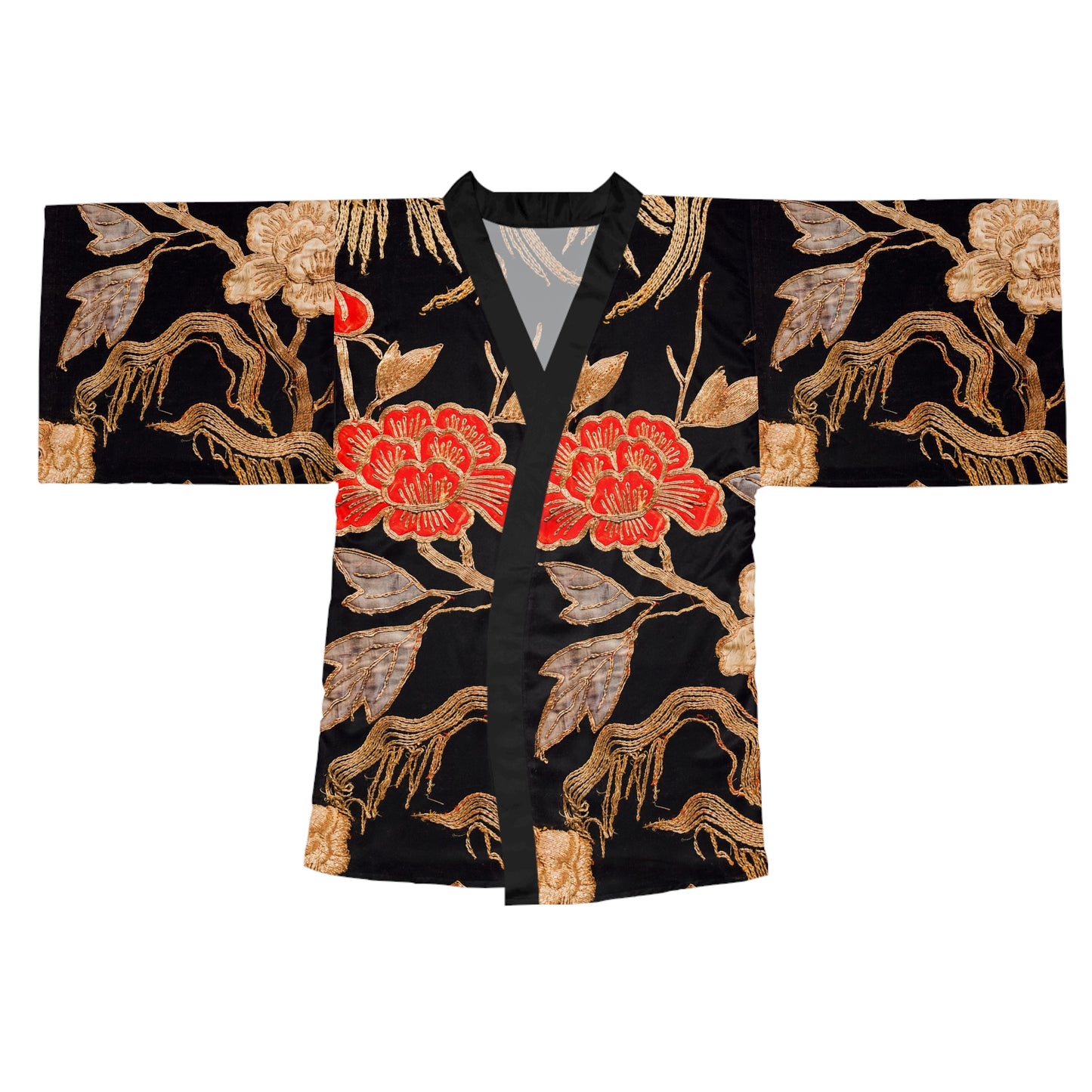 Red Peony and Gold Blossom Kimono Robe