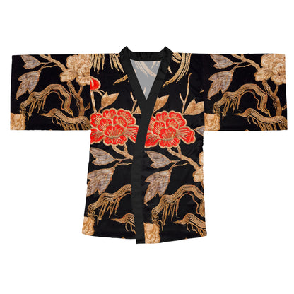 Red Peony and Gold Blossom Kimono Robe