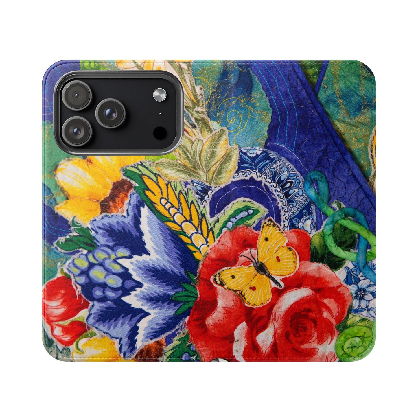 Artistic Floral Flip Wallet Phone Cases — with Card Slots