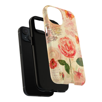 Vintage Rose & Butterflies Tough Magnetic Phone Cases for iPhone
