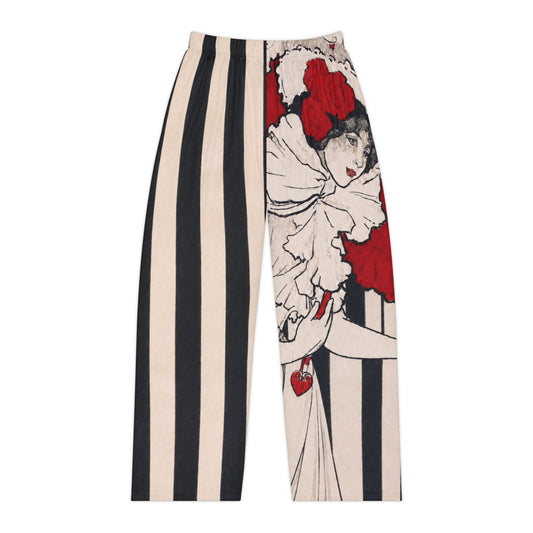Art Nouveau Woman in Red Hat - Women's Lounge Pants