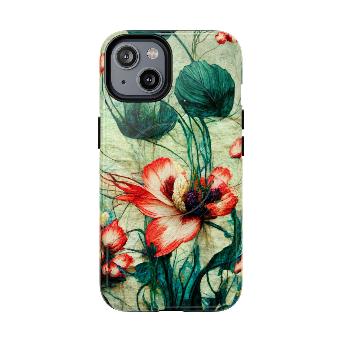 Picotee Oriental Poppy Cream & Orange Tough Magnetic Phone Cases for iPhone