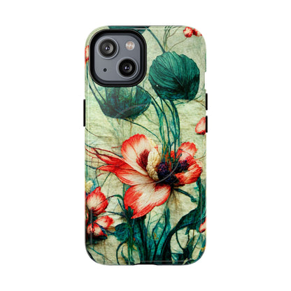 Picotee Oriental Poppy Cream & Orange Tough Magnetic Phone Cases for iPhone