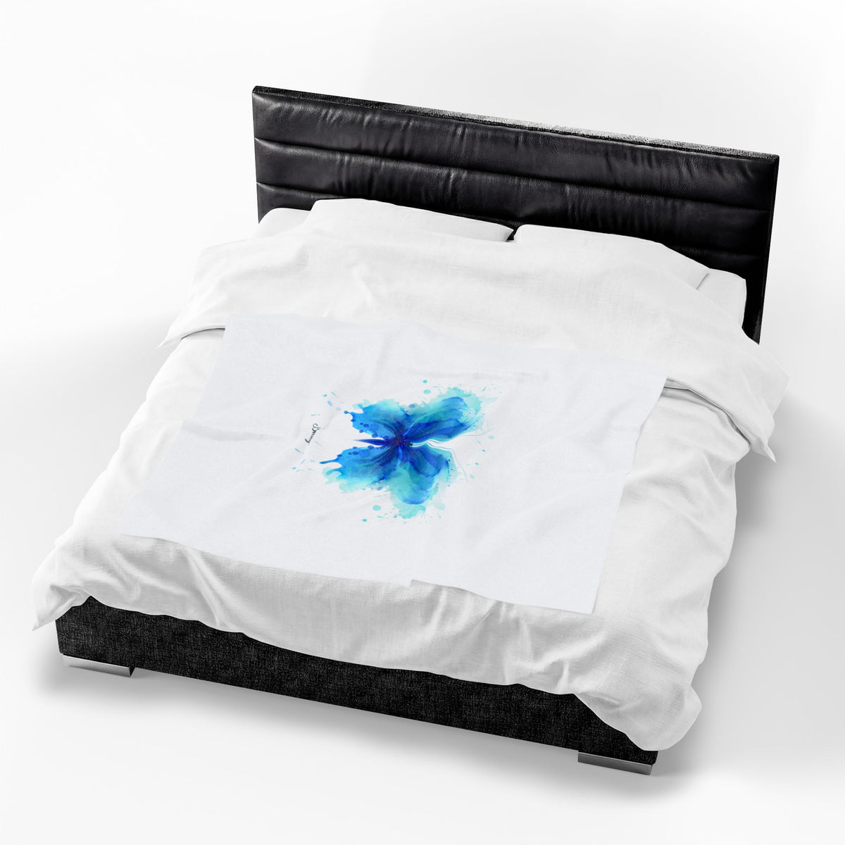 Blue Butterfly Velveteen Plush Throw Blanket