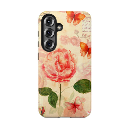 Vintage Rose & Butterflies Tough Phone Case
