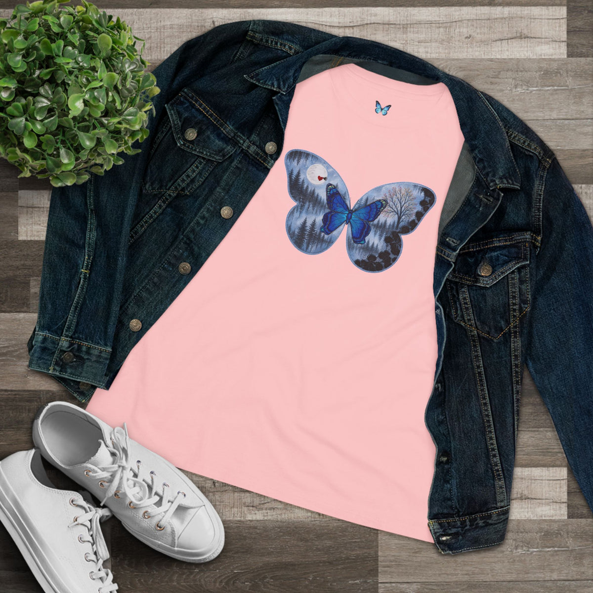 Blue Butterfly Artful Tee - Butterfly Dreamscape