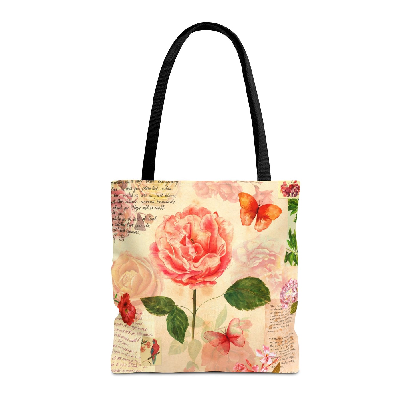 Vintage Rose & Butterflies Collage Tote Bag