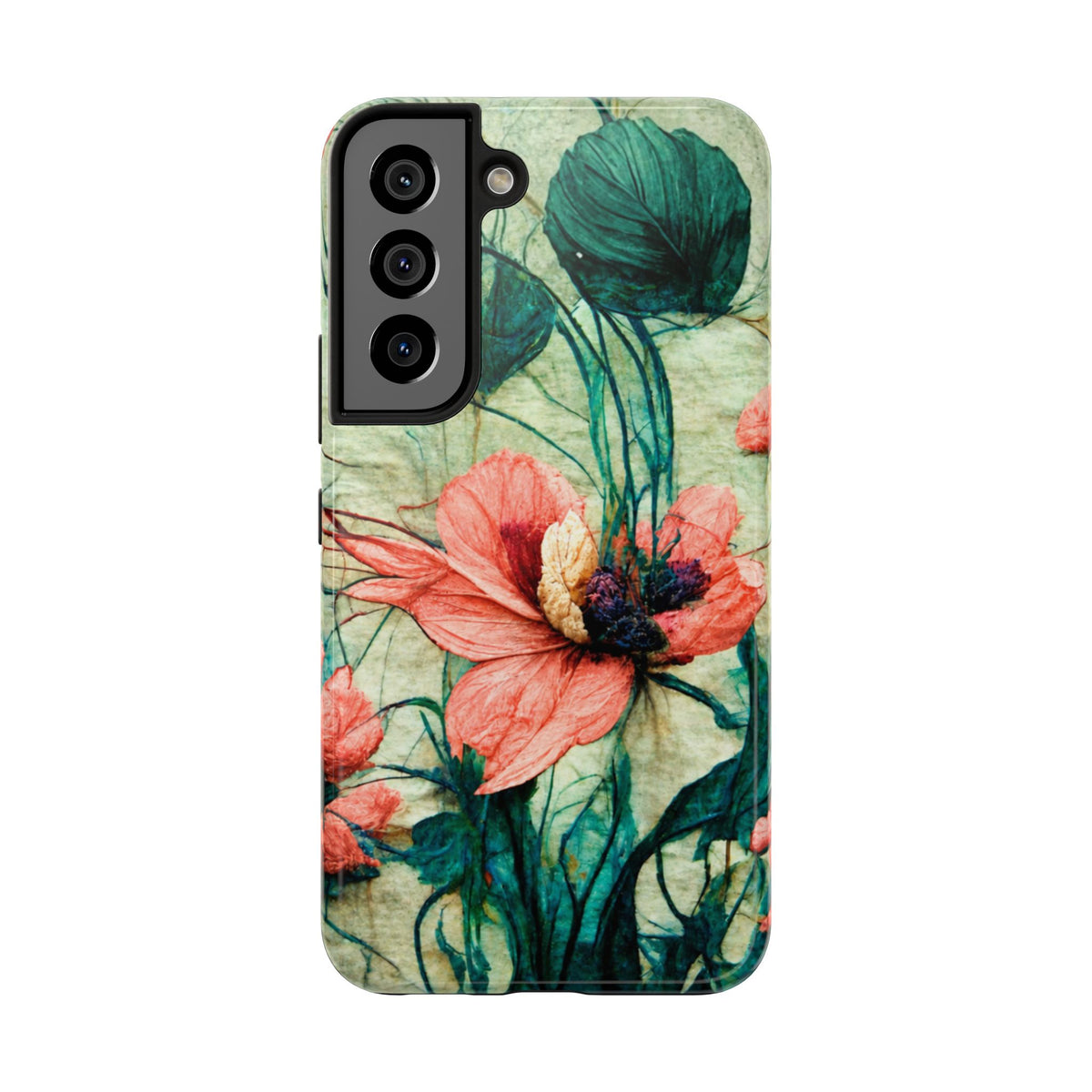 Helen Elizabeth Oriental Poppy Coral Tough Phone Cases