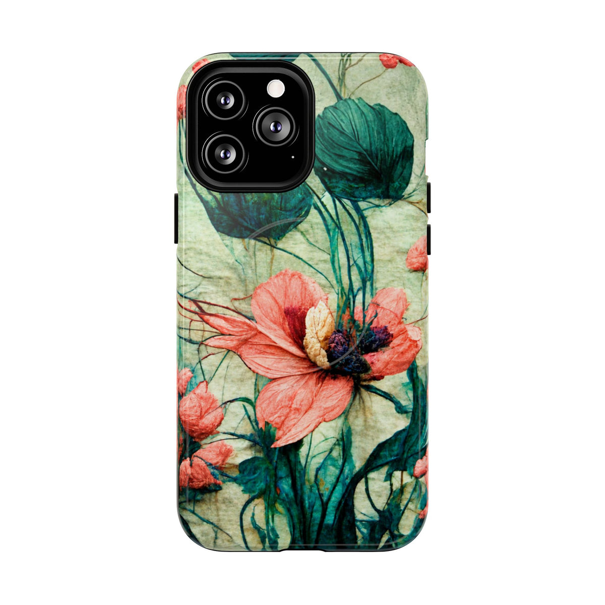 Helen Elizabeth Oriental Poppy Coral Tough Magnetic Phone Cases for iPhone