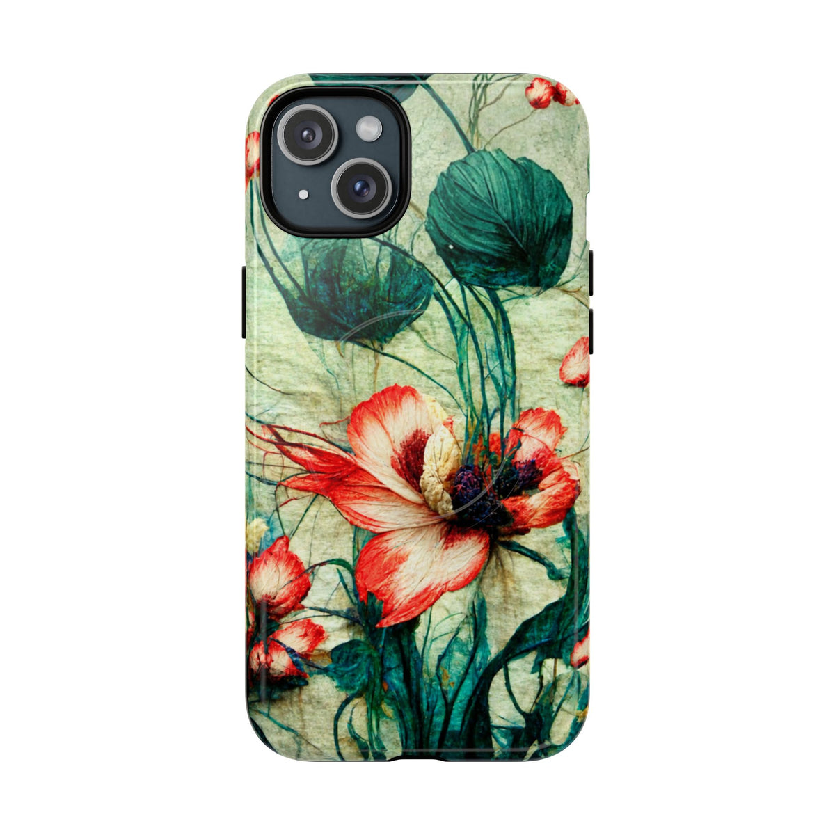 Picotee Oriental Poppy Cream & Orange Tough Magnetic Phone Cases for iPhone