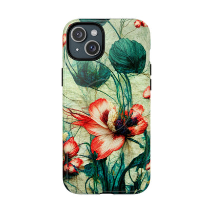 Picotee Oriental Poppy Cream & Orange Tough Magnetic Phone Cases for iPhone