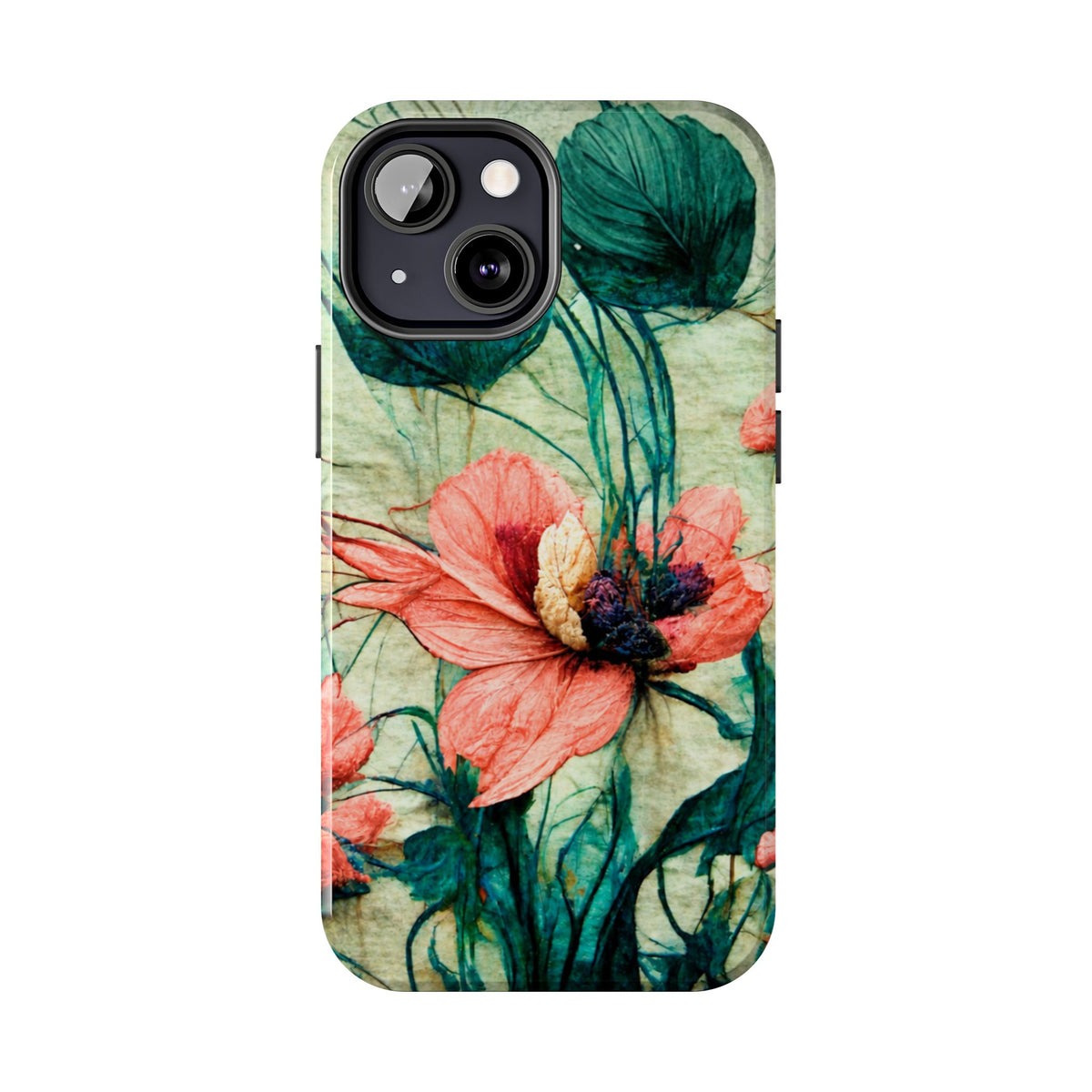 Helen Elizabeth Oriental Poppy Coral Tough Phone Cases
