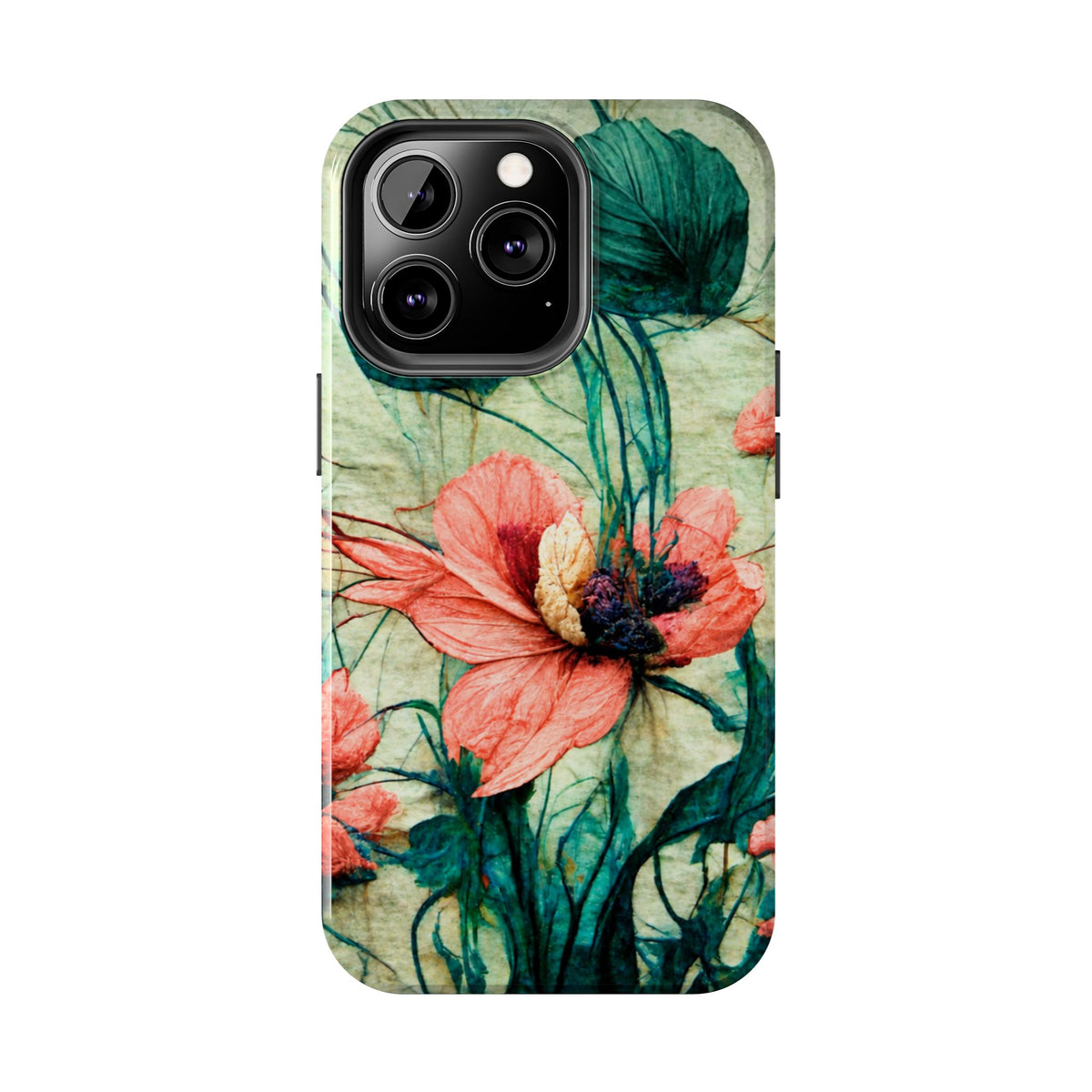 Helen Elizabeth Oriental Poppy Coral Tough Phone Cases