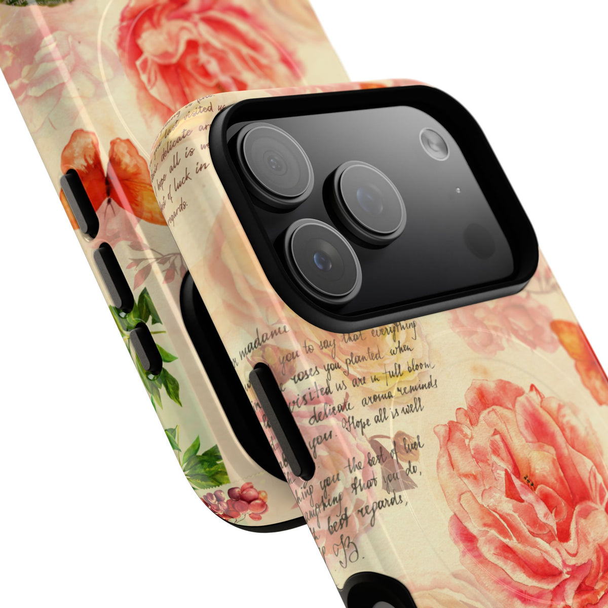 Vintage Rose & Butterflies Tough Magnetic Phone Cases for iPhone