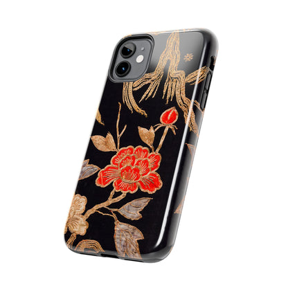 Red Peony and Gold Blossom Tough Phone Cases