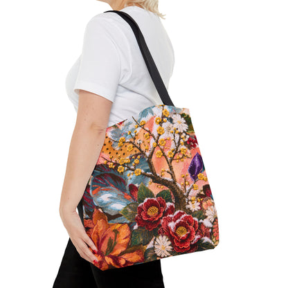 A Flower in Winter Collage Tote Bag