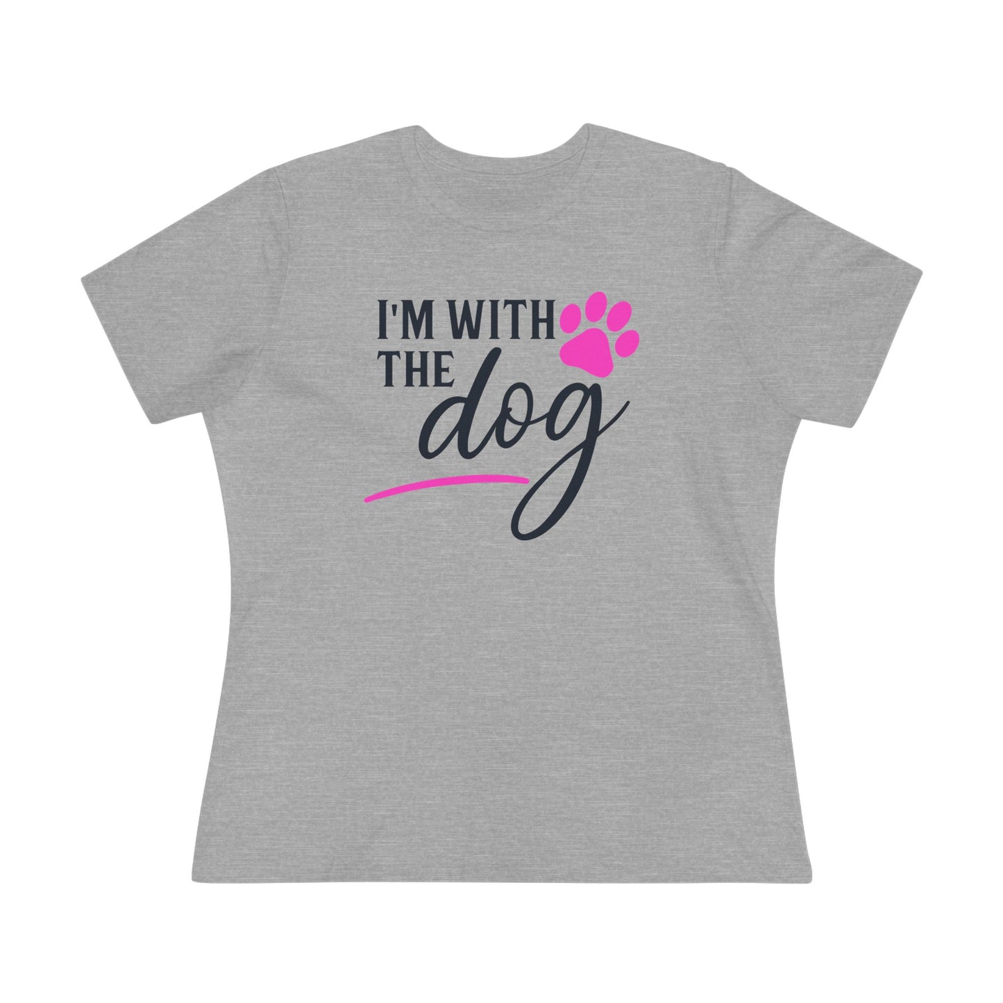 I'm with the Dog...pink paw - Women's Cotton Tee
