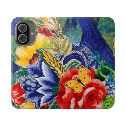 Artistic Floral Flip Wallet Phone Cases — with Card Slots