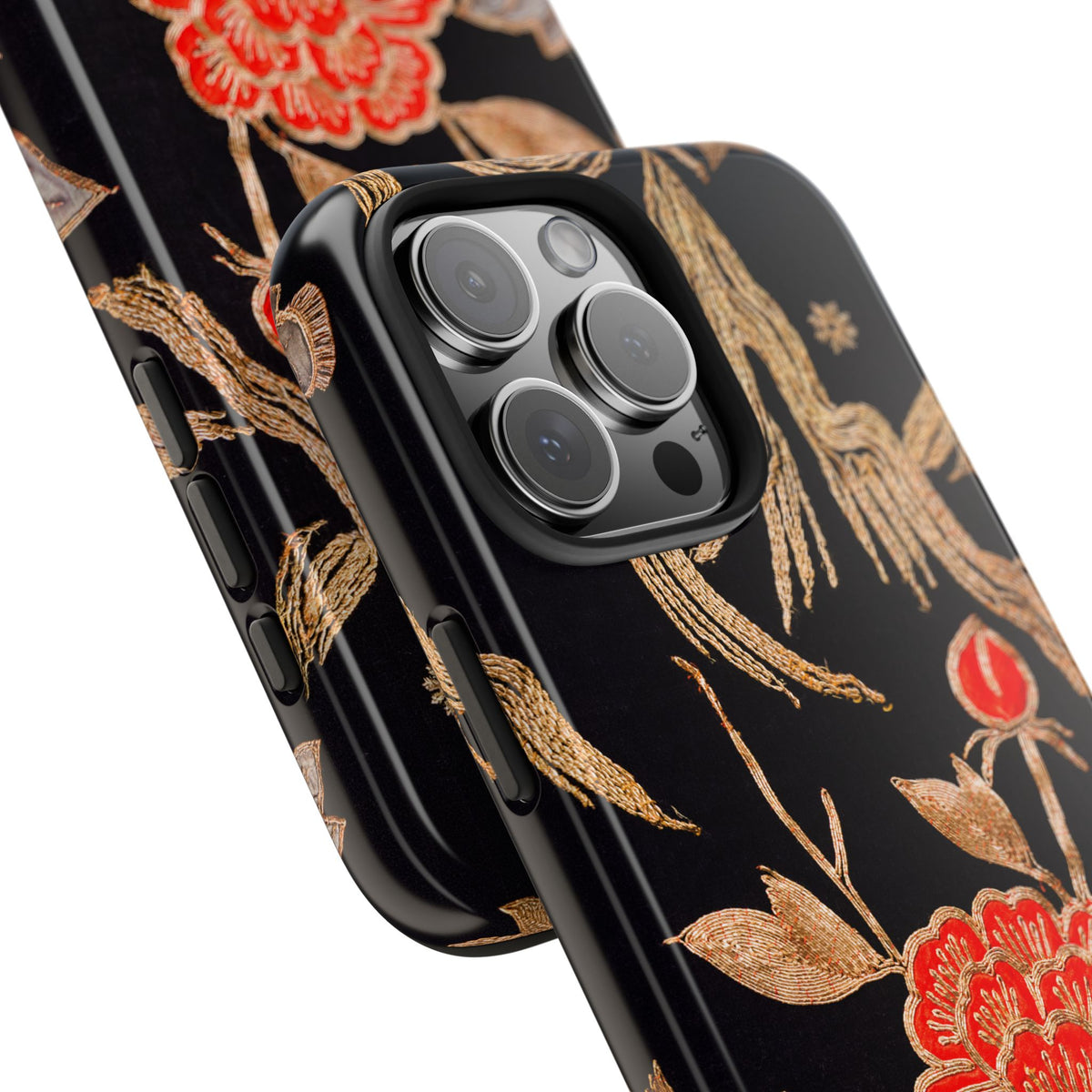 Red Peony and Gold Blossom Tough Phone Cases