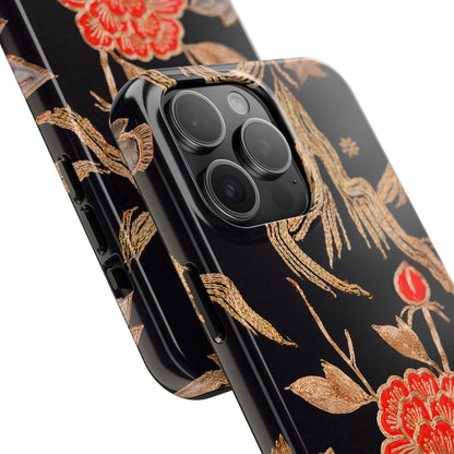 Red Peony and Gold Blossom Tough Phone Cases