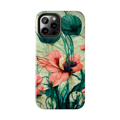Helen Elizabeth Oriental Poppy Coral Tough Phone Cases