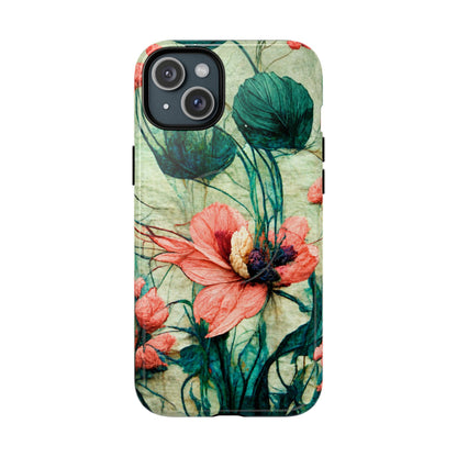 Helen Elizabeth Oriental Poppy Coral Tough Magnetic Phone Cases for iPhone