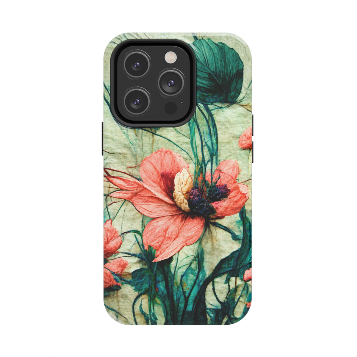 Helen Elizabeth Oriental Poppy Coral Tough Phone Cases