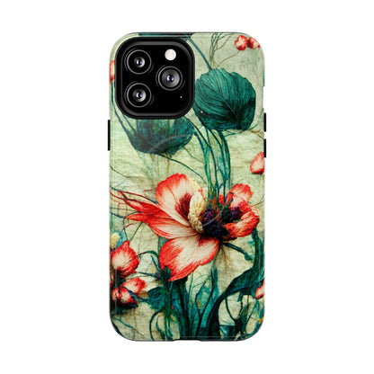 Picotee Oriental Poppy Cream & Orange Tough Magnetic Phone Cases for iPhone