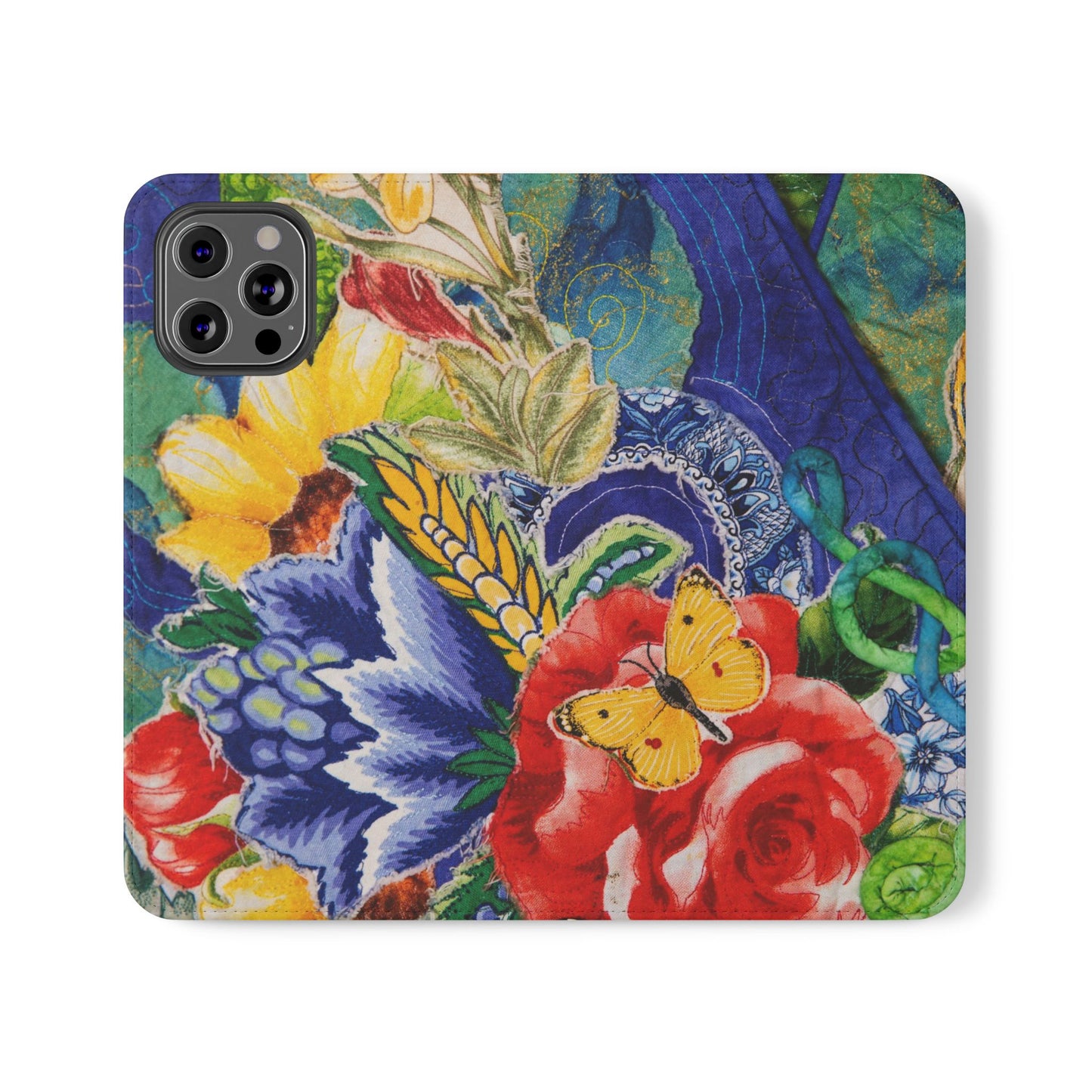 Artistic Floral Flip Wallet Phone Cases — with Card Slots