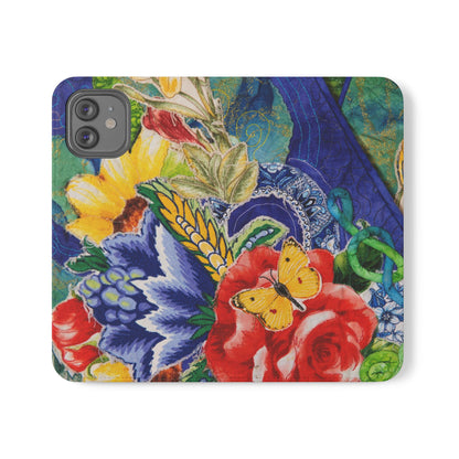 Artistic Floral Flip Wallet Phone Cases — with Card Slots