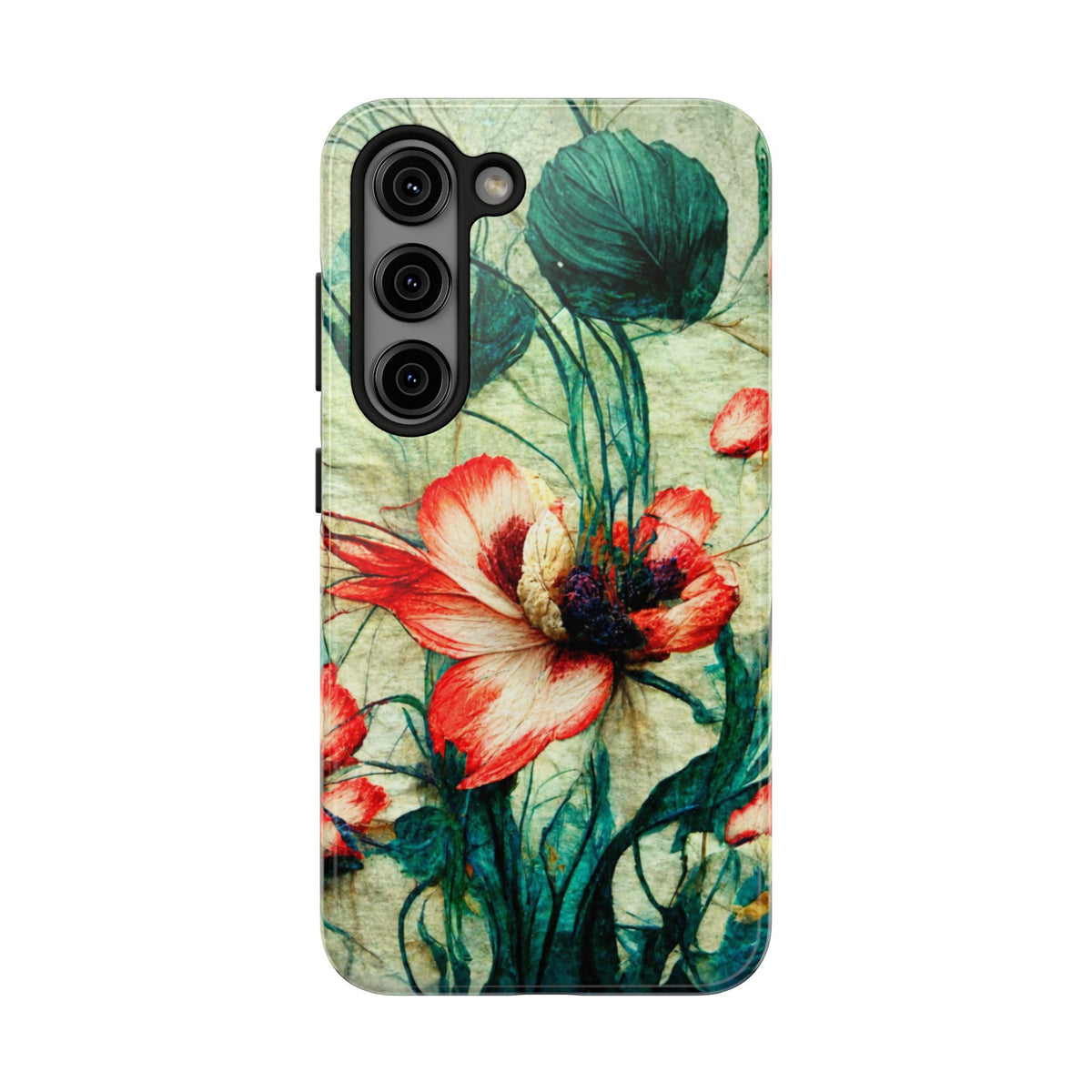 Picotee Oriental Poppy Cream & Orange Tough Phone Cases