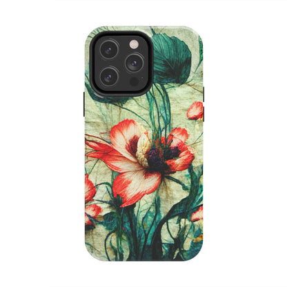 Picotee Oriental Poppy Cream & Orange Tough Phone Cases