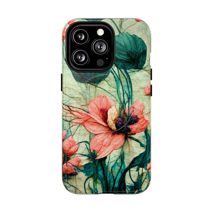Helen Elizabeth Oriental Poppy Coral Tough Magnetic Phone Cases for iPhone