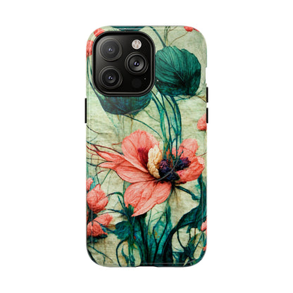 Helen Elizabeth Oriental Poppy Coral Tough Magnetic Phone Cases for iPhone