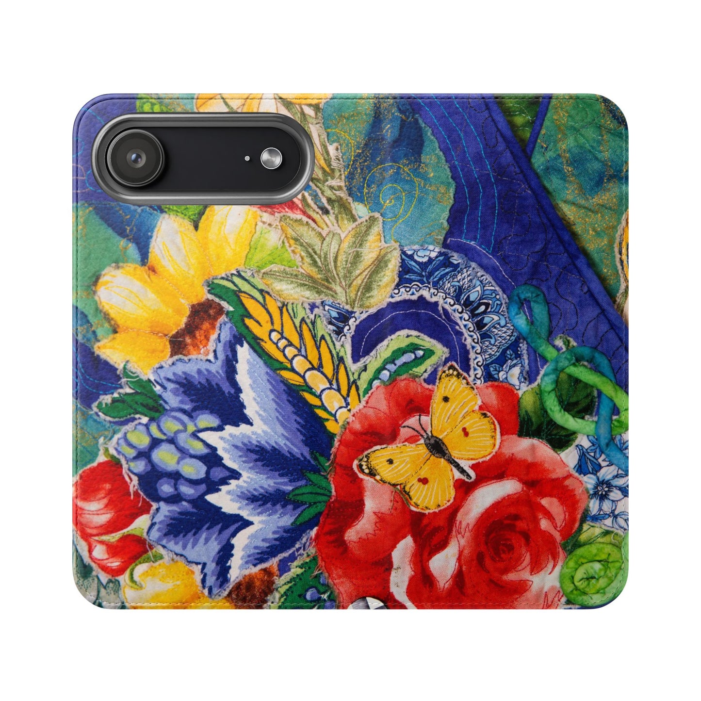 Artistic Floral Flip Wallet Phone Cases — with Card Slots