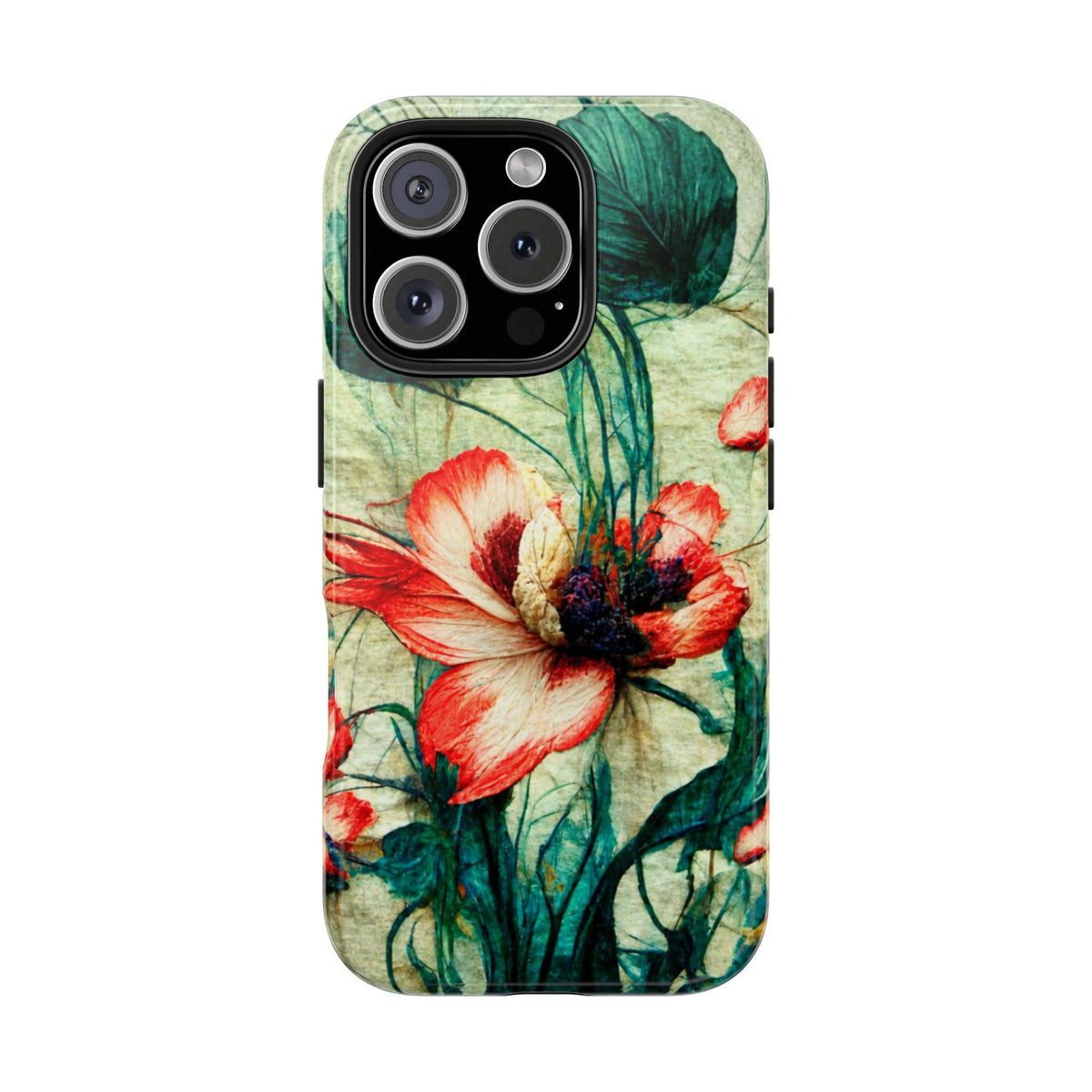 Picotee Oriental Poppy Cream & Orange Tough Phone Cases