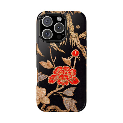 Red Peony and Gold Blossom Tough Phone Cases