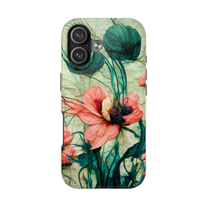 Helen Elizabeth Oriental Poppy Coral Tough Phone Cases