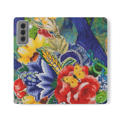 Artistic Floral Flip Wallet Phone Cases — with Card Slots