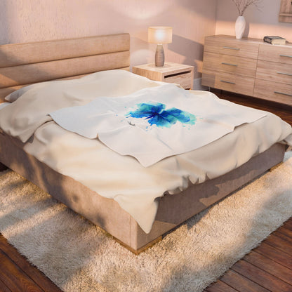 Blue Butterfly Velveteen Plush Throw Blanket