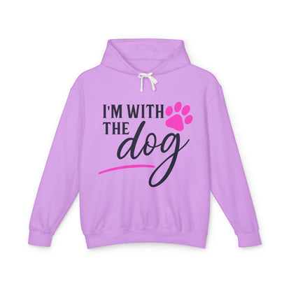 I'm with the Dog (Pink Pawprint) - Unisex Lightweight Hoodie