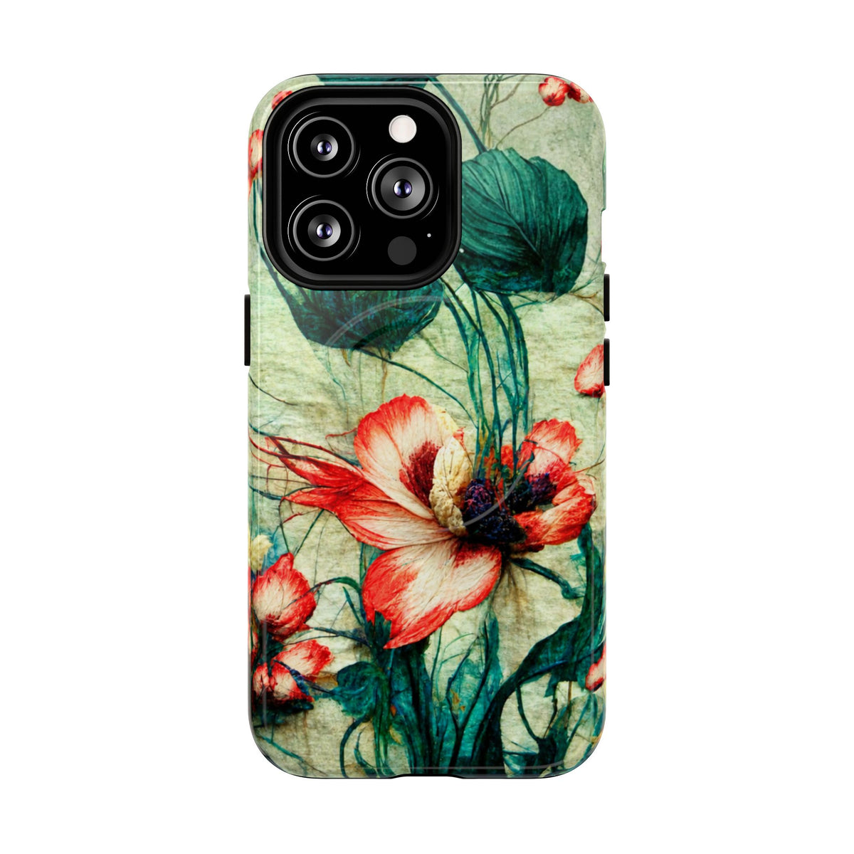 Picotee Oriental Poppy Cream & Orange Tough Magnetic Phone Cases for iPhone