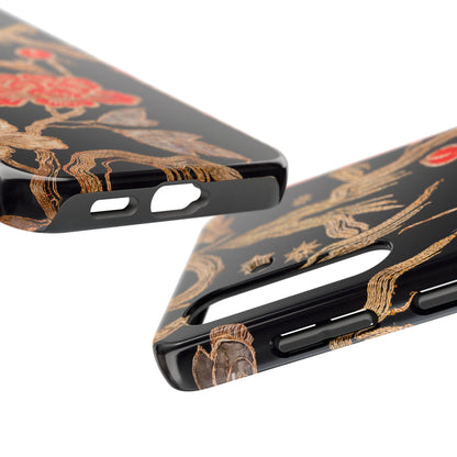 Red Peony and Gold Blossom Tough Phone Cases