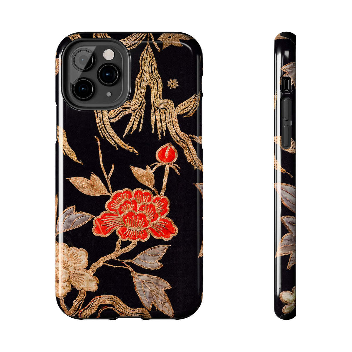 Red Peony and Gold Blossom Tough Phone Cases