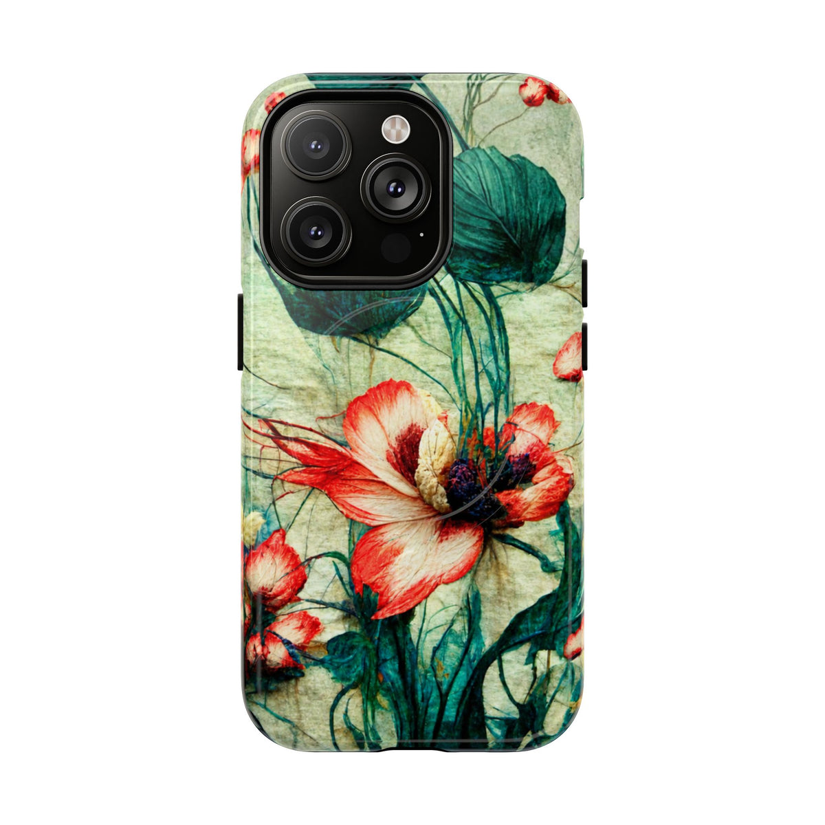 Picotee Oriental Poppy Cream & Orange Tough Magnetic Phone Cases for iPhone