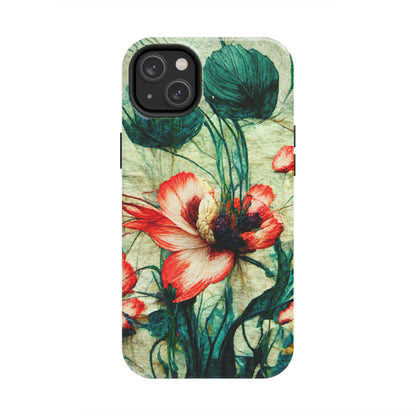 Picotee Oriental Poppy Cream & Orange Tough Phone Cases