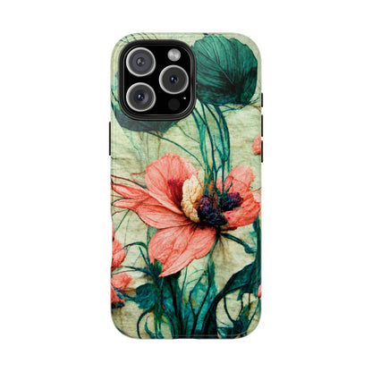 Helen Elizabeth Oriental Poppy Coral Tough Phone Cases