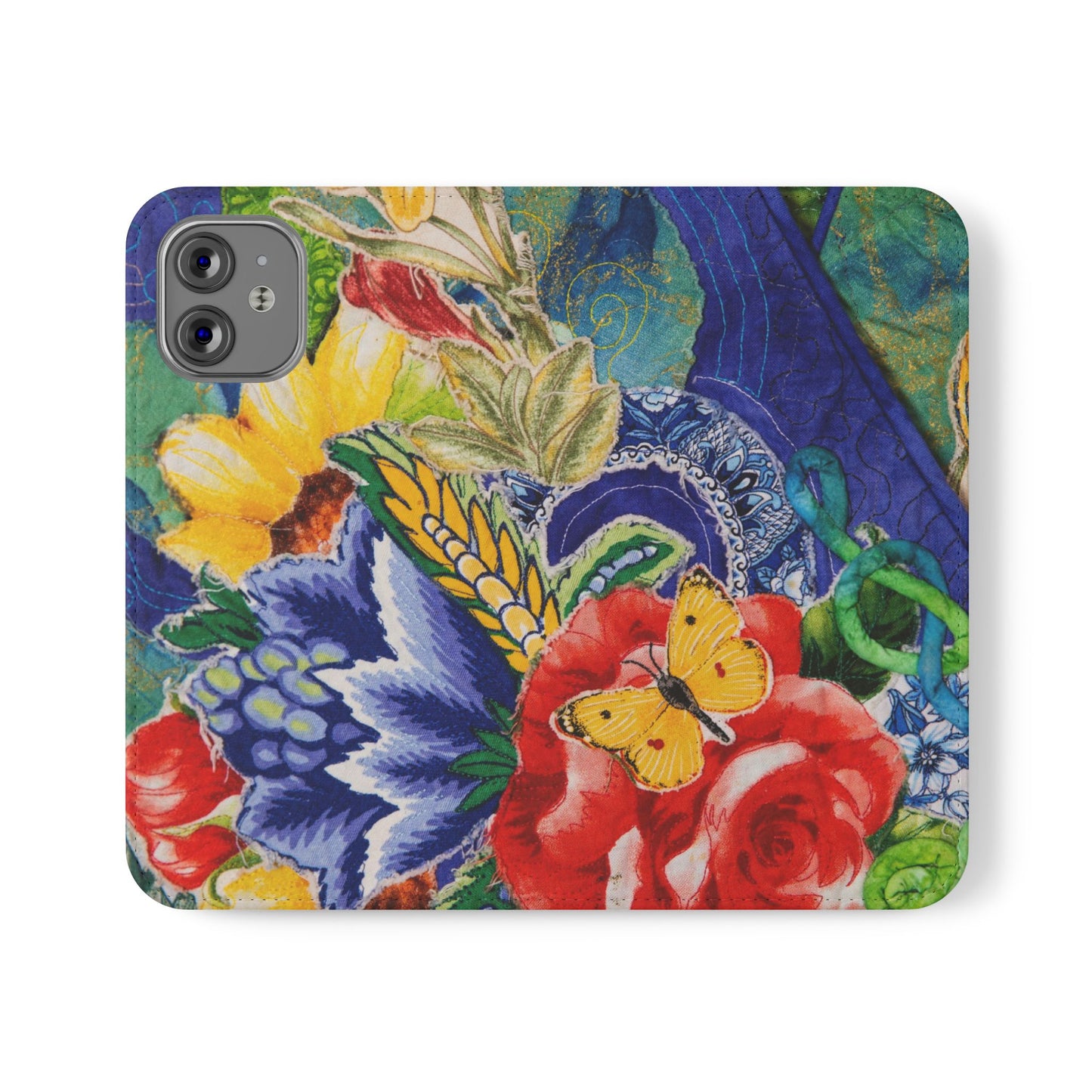 Artistic Floral Flip Wallet Phone Cases — with Card Slots